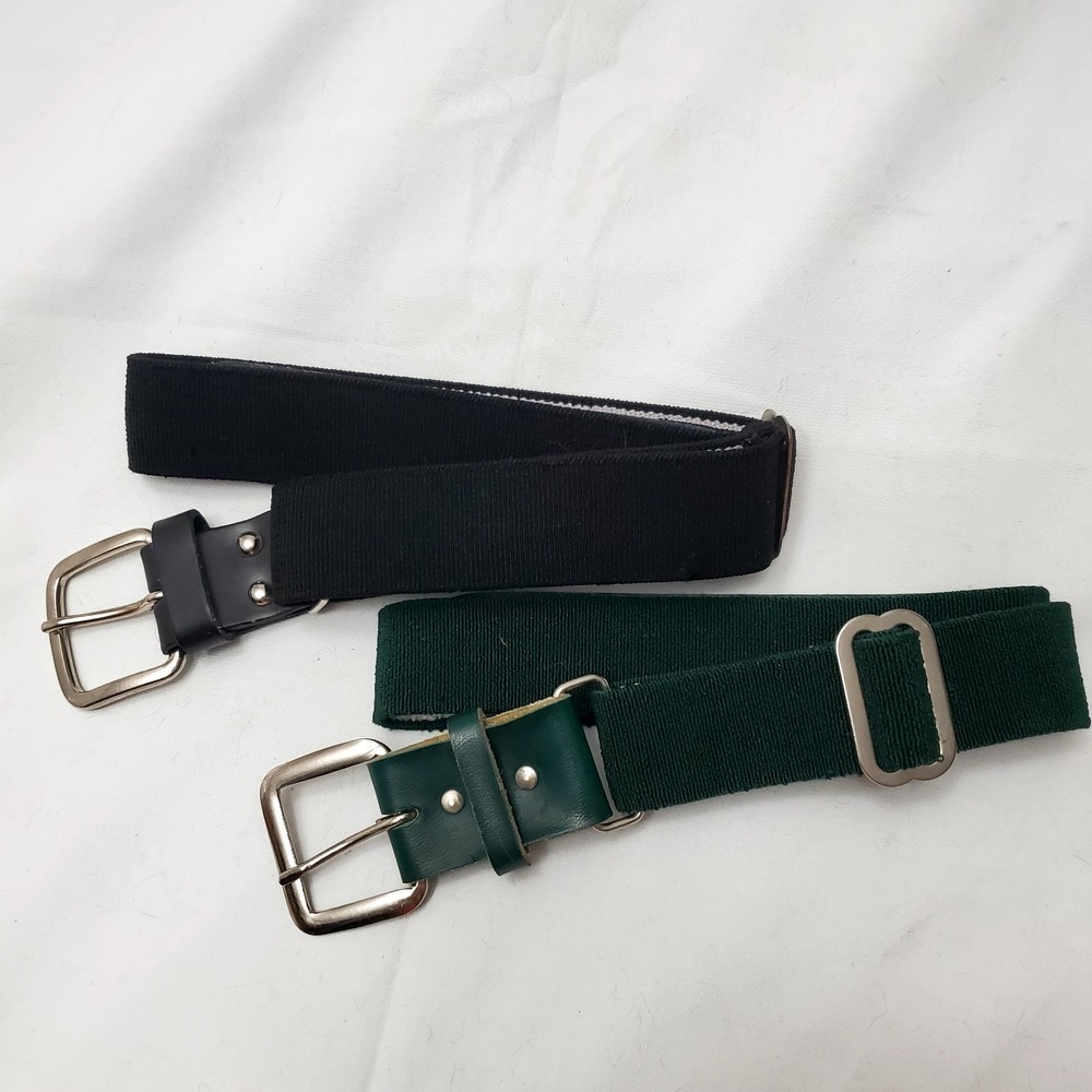 Set Of 2 ● Teamwork Adjustable 30" Baseball/Softball Belts ●‎ Black & Green